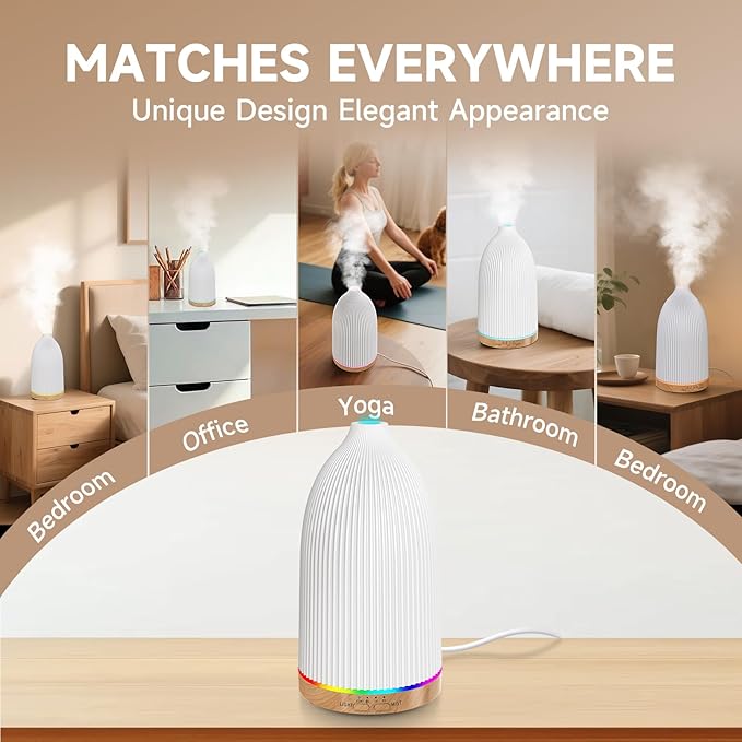 URPOWER 100ML Essential Oil Diffusers for Home with 7 LED Color Changing Lights, Timer & Auto-Off Ultrasonic Aromatherapy Diffuser Cool Mist Humidifer Scent Diffuser for Bedroom, Office, Yoga - Image 6