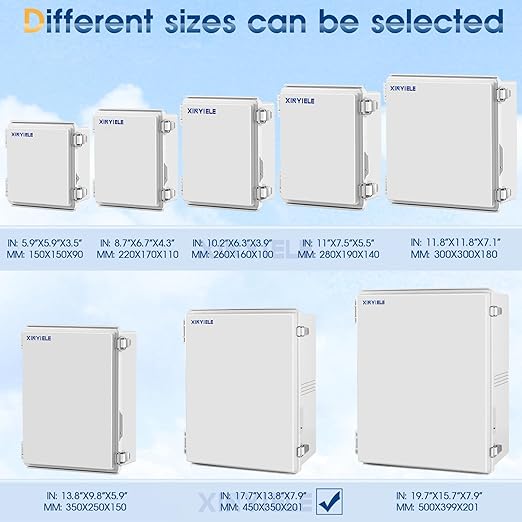 Waterproof Outdoor Project ABS Plastic Junction Box IP67 Weatherproof Dustproof Enclosure with Hinged Cover, Mounting Plate,Wall Brackets for Power Project (Grey,17.7"x13.8"x7.9") - Image 4