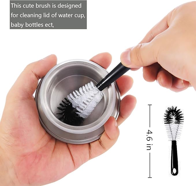ALINK 8-Pack Bottle Cleaning Brush Set - Long Handle Black Bottle Cleaner for Washing Narrow Wine/Beer Bottles/Thermos/Flask Tumbler/Sport Well/Kettle/Lid Brush, Straw Brush - Image 6