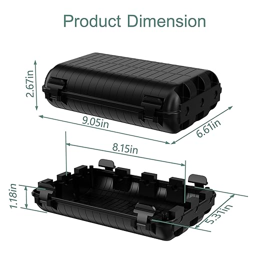 Outdoor Electrical Box(9.05x6.61x2.67inch), IP54 Waterproof Extension Cord Cover 9 Cable Entry Ports Connection Hider Box Safety Protector, Protect Plug, Holiday Light, Timer,and Power Strip, Black - Image 4