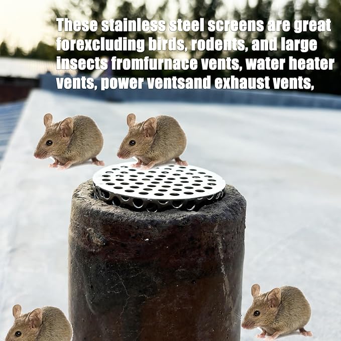 PVC Termination Cap Stainless Steel Mesh Screen Vent Cover, for 1.64" to 1.98" Inner Diameter Furnace and Roof Vent Pipe, Conical Exhaust Pipe Cover End Porous Is More Conducive To Drainage - Image 5
