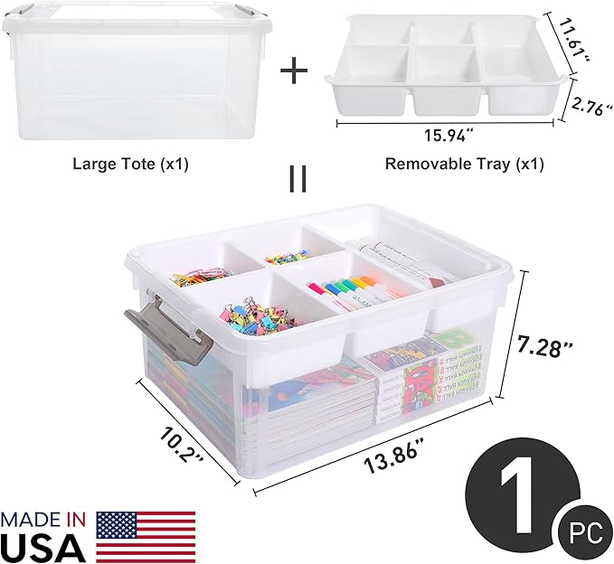 Citylife 17 QT Plastic Storage Box with Removable Tray Craft Organizers and Storage Clear Storage Container for Organizing Bead, Tool, Sewing, Playdoh - Image 5
