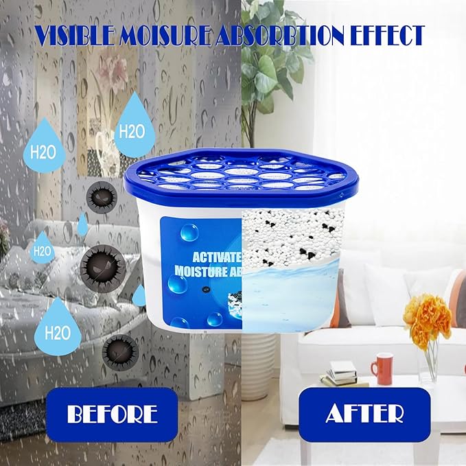 Moisture Absorbers Boxes with Activated Charcoal 4 Pack 245g Dehumidifiers for Closet Bathroom Basement Bedroom Disposable Desiccant for Car Moisture Absorbers for Home - Image 5
