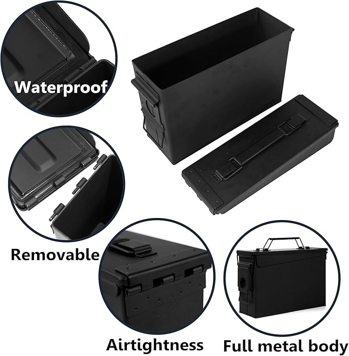 GUGULUZA Metal Ammo Can 30/50 Cal, Lockable Bullet Storage Case, Waterproof & Airtight Containers Box with Flip Top for Long-Term Storage Shotgun, Rifles, Pistols Ammunition - Image 3