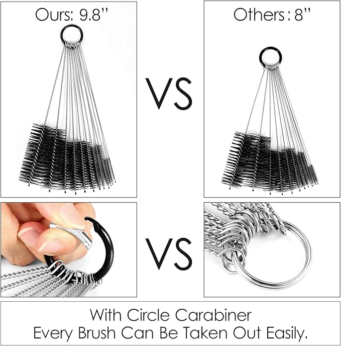 Black Nylon Cleaning Brush Set, 12-Piece, Suitable for Bottle, Teapot, Airbrushes, Espresso Machines, Protective Design, Dishwasher Safe - Image 5