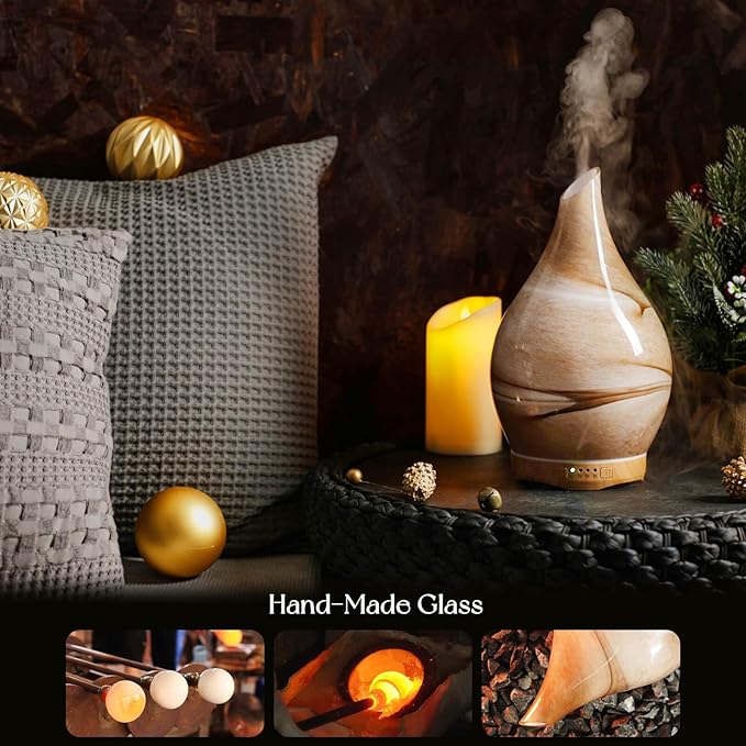 Porseme 280ml Essential Oil Diffuser Glass Color Changing Aroma Air Diffusers Aromatherapy Ultrasonic Cool Mist Humidifier 7 Running Hours Waterless Auto-Off for Sleeping, Yoga, Office, Spa (Desert) - Image 5