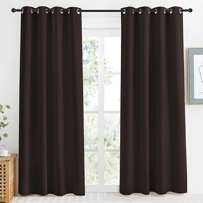 NICETOWN Toffee Brown Blackout Curtain 86 inch Long, W55 x L86, 1 Panel, Thermal Insulated Window Treatment with Grommet Room Darkening Thermal Insulated Panel for Bedroom/Living Room by NICETOWN