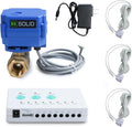 U.S. Solid Water Leak Detector - Water Leak Detect and Protect System with 3/4" Brass Motorized Ball Valve, Controller and 3 Sensors by USSolid