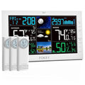 Weather Station Wireless Indoor Outdoor, Indoor Outdoor Thermometer Wireless, Home Atomic Clock Weather Stations, Temperature Humidity Barometer Inside Outside Thermometers, White with 3 Sensors by FOKEYDIRECT
