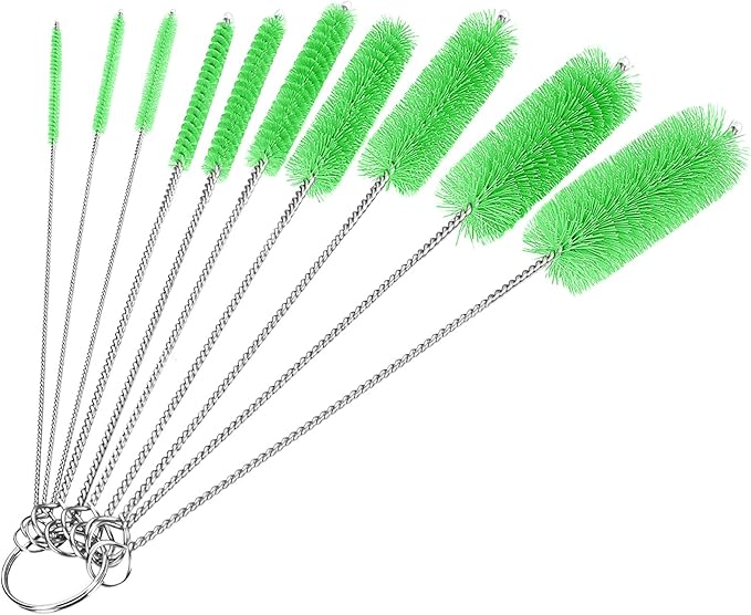 CiaraQ Bottle Cleaning Brushes, 8 Inch Nylon Tube Brush Set, Cleaner for Narrow Neck Bottles Cups with Hook, Set of 10pcs. by CiaraQ