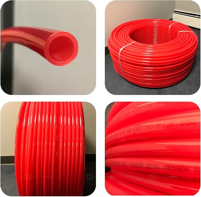 Supply Giant Oxygen Barrier PEX-B Pipe 3/4 Inch x 100 Feet Coil, Red Tubing for Radiant and Hydronic Heating Systems, Non-Potable Water Pipe for Winter Season - Image 8