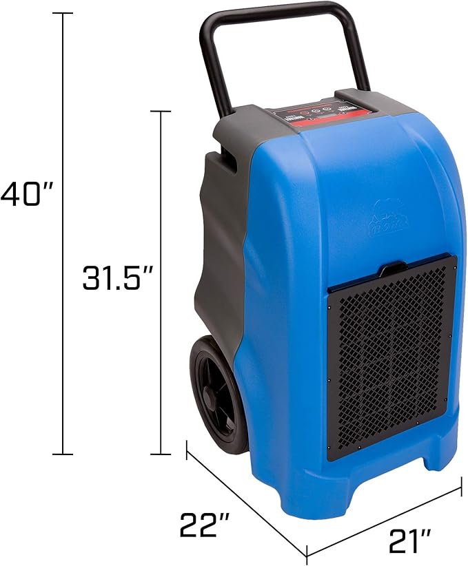 B-Air VG-1500, 150 Pint, 235 CFM, 70.3 Amp Industrial Commercial Dehumidifier for Pro Water Damage Restoration Equipment in Basements, Houses, & Other Work Sites, Blue - Image 3