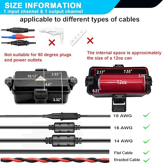 Outdoor Electrical Box Waterproof IP54 Black Outdoor Extension Cord Cover(Inner 6.5 x 3.5 x 2.2inch), Wall-Hangable Waterproof Box for Plug, Halloween, Christmas String Lights (1 PCS Black) - Image 2