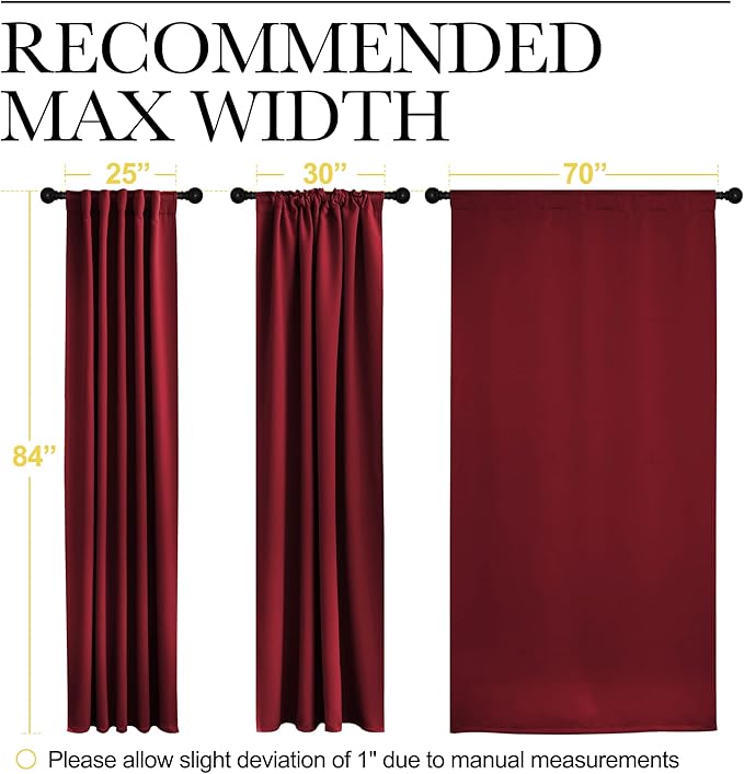 NICETOWN Christmas Burgundy Blackout Window Draperies Curtains - (Red Color) 70 inches x 84 inches, Double Panels, Decoration Thermal Insulated Blackout Drapes/Panels - Image 7