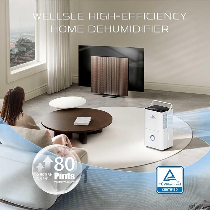 80 Pints 2025 Energy Star Dehumidifier for basement, Smart Humidity Adjustment with 1.32 Gal Water Tank and Drain Hose, Silent & Efficient for Home Bedroom Garage Large Room. - Image 2