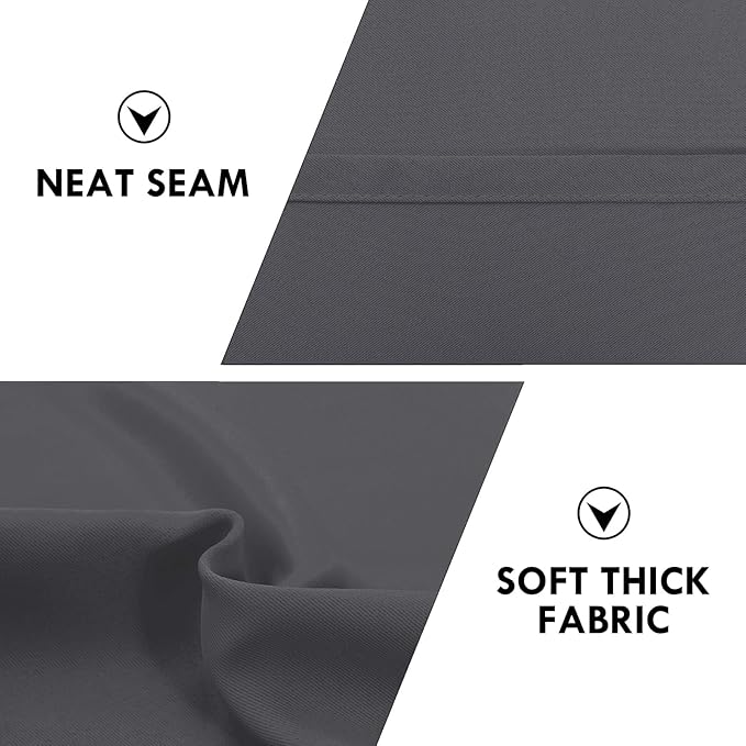 DWCN Blackout Curtains for Bedroom 63 Inch Length 2 Panels Set, Solid Thermal Insulated Energy Saving Rod Pocket Window Treatment Curtains Blackout Drapes (W42 x L63 Inch, Dark Grey) - Image 5
