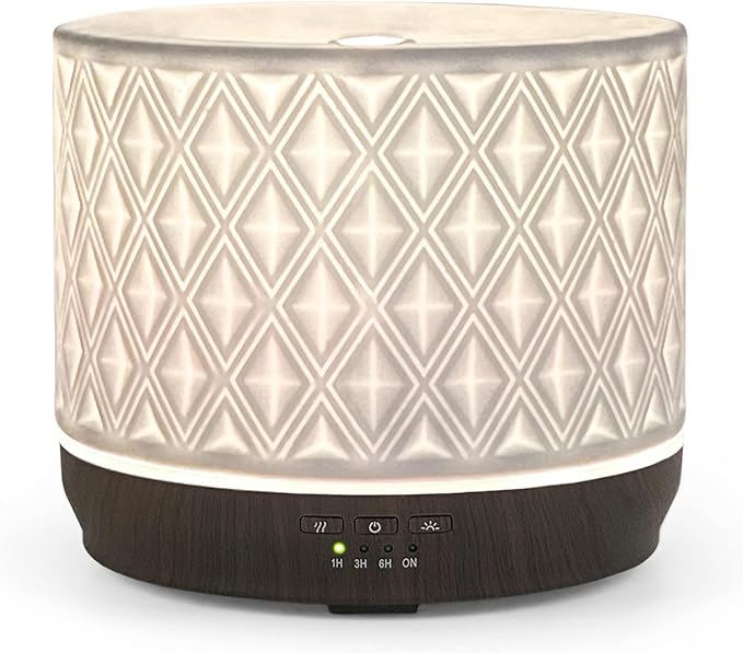 Earnest Living Essential Oil Diffusers for Essential Oils Large Room Diffuser White Ceramic Diffuser 500ml Aromatherapy Diffuser with 4 Timers 7 Night Lights and Auto Off Function for Home Gift - Image 9