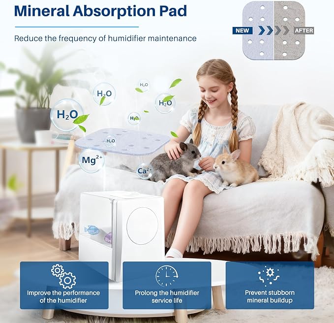 Humidifier Filter Replacement for LEVOIT, Mineral Absorption Pad Compatible with LV600S, LV600HH, OasisMist450S, Capture Particles in Tank to Improve Humidification- 20 Filters and 6 Humidifier Fishs - Image 3