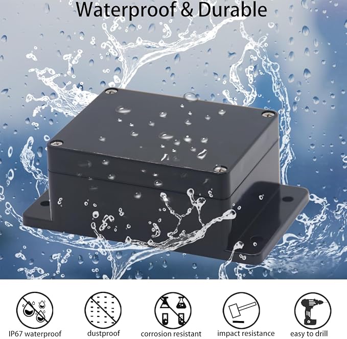 2pcs Project Box ABS Black Electrical Boxes IP65 Outdoor Waterproof Box Electronic Junction Box Fixed Ear Power Enclosure with Cable Glands for DIY Project 3.94 x 2.68 x 1.97 inch - Image 2