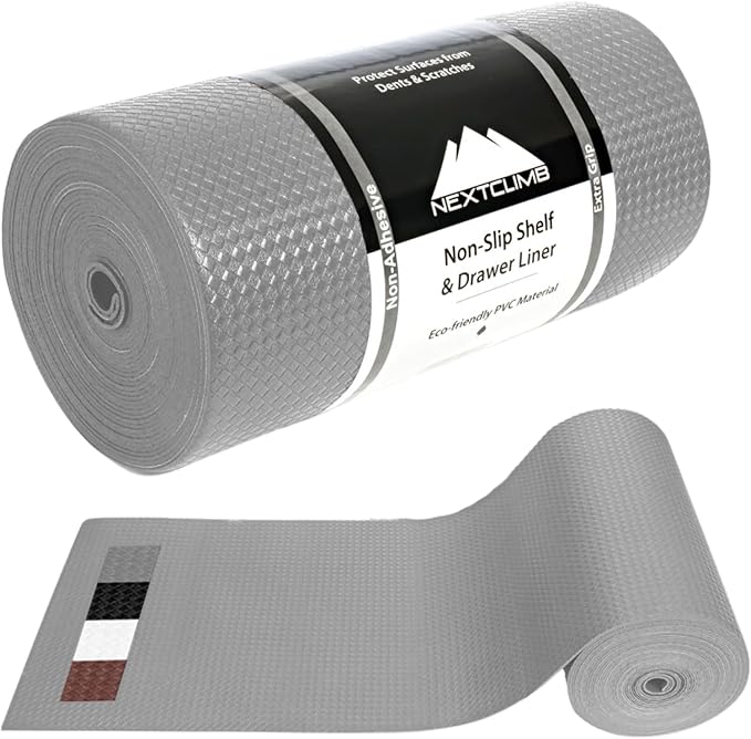Shelf Liner, Drawer Liner & Kitchen Cabinet Liner – Thick Waterproof Rubber Refrigerator Liners, Fridge Mat, Wire Shelf Cover for Dresser, Pantry, Bathroom, Closet & Toolbox by NextClimb