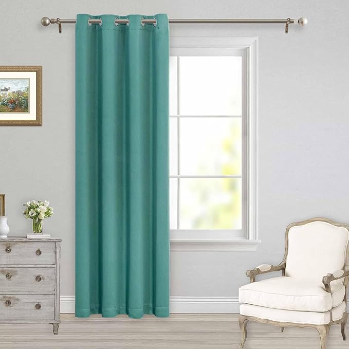 MYSKY HOME Blackout Curtains for Living Room Teal Curtains for Sliding Door Thermal Insulated Room Darkening Solid Grommet Window Drapes for Dining Room, 1 Curtain Panel, 52 x 95 Inch, Teal - Image 9