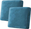 H.VERSAILTEX Velvet Stretch Couch Cushion Cover Plush Cushion Slipcover for Chair Loveseat Sofa Cushion Furniture Protector Seat Cushion Sofa Cover (2 Piece Large Sofa Cushion Covers, Peacock Blue) by HVERSAILTEX