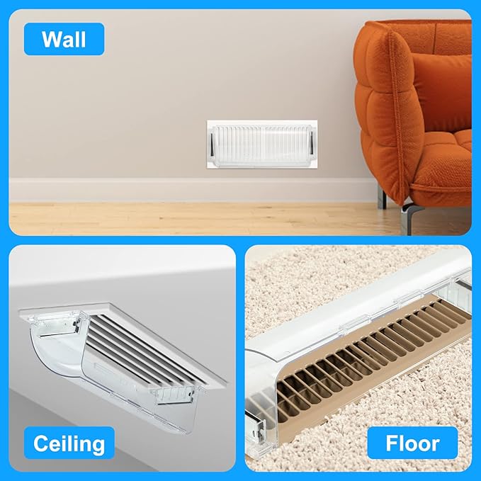 Air Vent Deflectors Adjustable Magnetic Heat and Vent Cover,9" to 15"Inches-Heavy Duty Unbreakable Plastic with Magnet Secure Design ，for Vent Covers for Home Floor，Sidewal，Ceiling Registers,4 Pack… - Image 6
