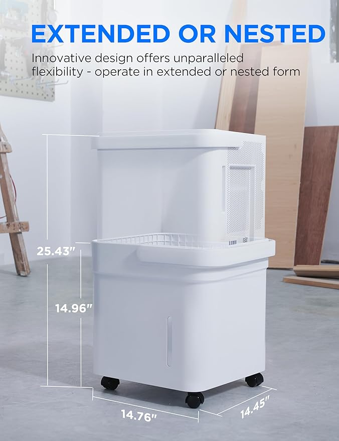 Midea Cube 50 Pint Dehumidifier for Basement and Rooms at Home for up to 4,500 Sq. Ft., Smart Control, Compatible with Alexa (White), Drain Hose Included - Image 4