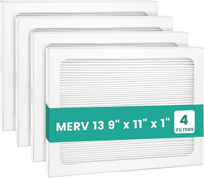 9 x 11 x 1 MERV 13 Replacement Dehumidifier Filter Compatible with Santa Fe Compact70, Ultra70, Element, Compact2, UA 65H dehumidifier Models, Upgraded, 4 Pack by Pelano