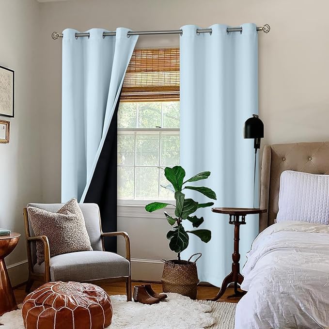 BGment Baby Blue 100% Blackout Curtains for Nursery Bedroom 84 Inch Length 2 Panels, Thermal Insulated Full Light Blocking Grommet Noise Cancelling Window Curtains for Kids Room, 52 Inch Wide Each - Image 2