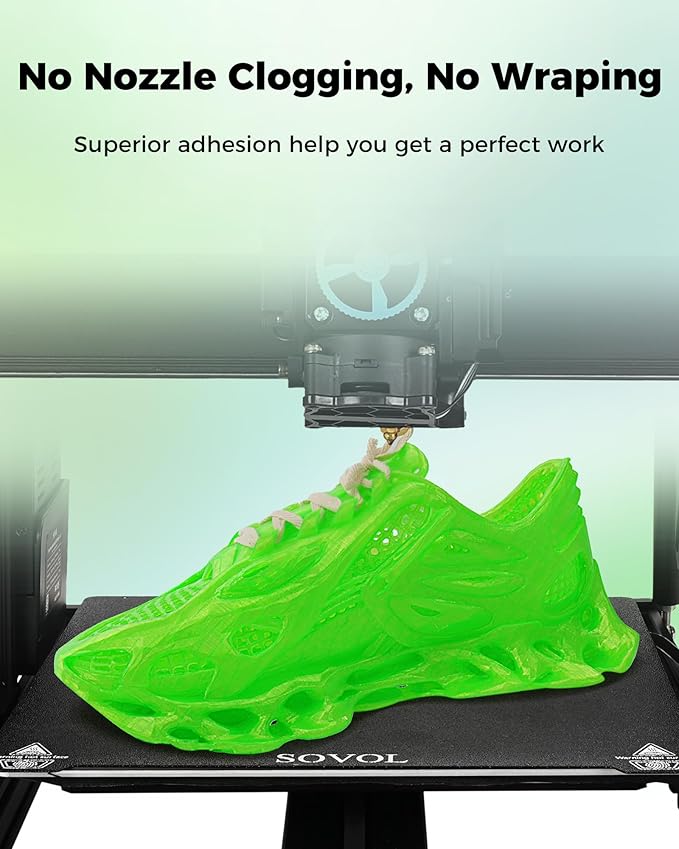 Sovol TPU Filament 1.75mm, 95A Soft TPU Flexible 3D Printer Filament with High Elasticity, 1kg (2.2lbs), Dimensional Accuracy +/- 0.03 mm, Fit Most FDM Printer, Clear Green - Image 3