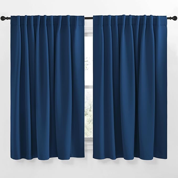 NICETOWN Blackout Curtain Panels Window Draperies - (Moroccan Blue Color) 70x63 inch, 2 Pieces, Rod Pocket & Back Tab Insulating Room Darkening Blackout Drapes for Bedroom by NICETOWN
