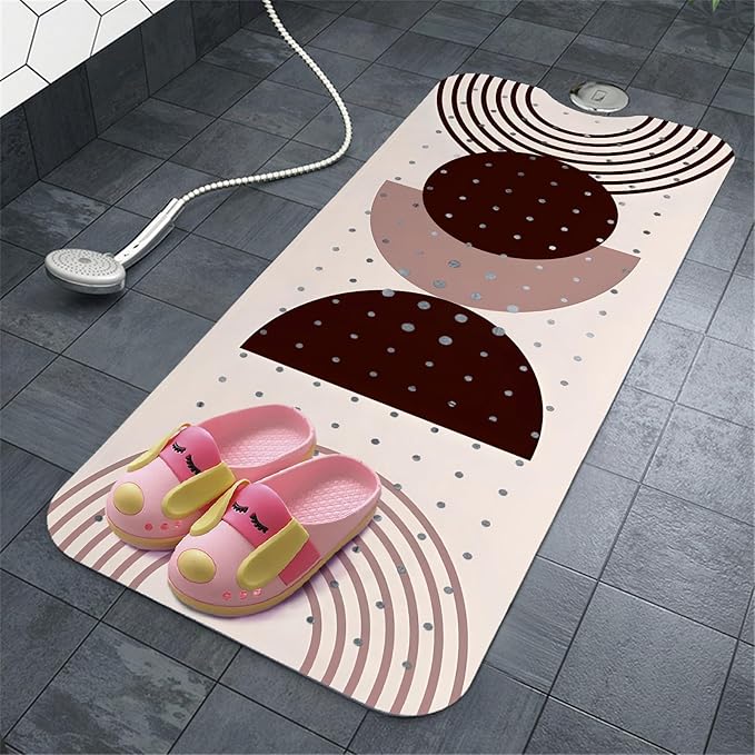 Rainbow Bathtub Mat Non Slip, Baby Bath Mat for Tub Rubber Tub Mat, Kids Bath Mats for Bathroom Modern Abstract Anti Slip Shower Mat with Suction and Drain Holes Machine Washable, 40″X16″ - Image 7