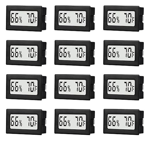 12 Pack Mini Small Digital Hygrometer Thermometer Indoor Temperature and Humidity Meter Gauge with Temp Humidity Sensor Monitor Fahrenheit (℉) for Jars,Home,Room by TASOGEN