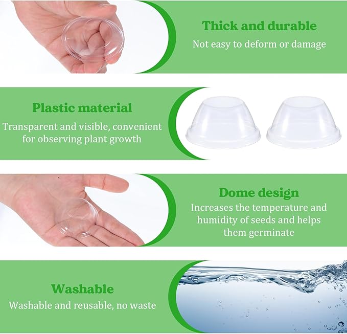 50 Pcs Humidity Domes for Plants Outer Diameter 4.7 cm/1.85 inch Replacement Grow Dome Hydroponic Cups Seed Starting for Growing Basket, Greenhouse, Hydroponic Growing System Flower Transparent - Image 3