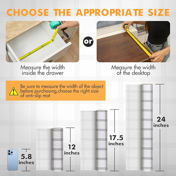 Viseeko Shelf and Drawer Liner for Kitchen Cabinet, Non-Adhesive Cabinet Liners for Shelves, Strong Grip Shelf Paper Non-Slip Waterproof Easy to Cut for Dresser Cupboard, Grey Stripe, 24 in x 30 ft - Image 6
