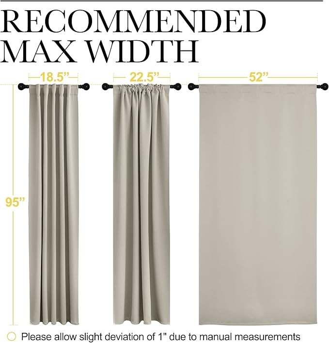 NICETOWN Window Treatment Blackout Curtains - (Natural Color) 52 inches W by 95 inches L Each Panel, Set of 2, Blackout Drape Panels for Villa, Hall - Image 7