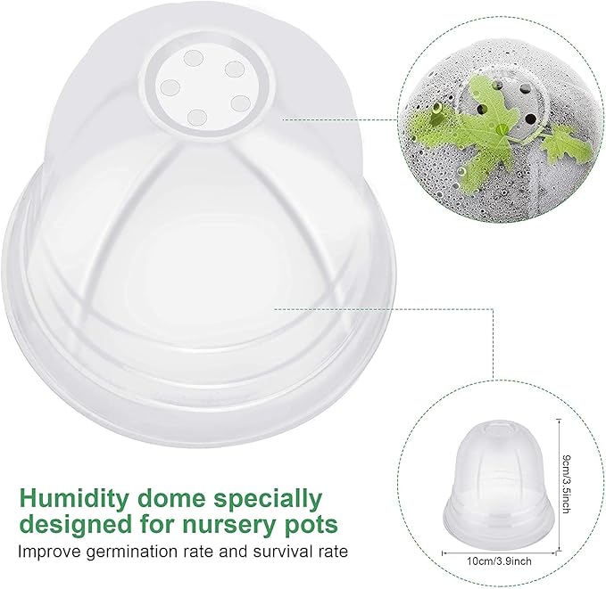 MIXC Plant Nursery Pots with Humidity Dome 4" Soft Transparent Plastic Gardening Pot Planting Containers Cups Planter Small Starter Seed Starting Trays for Seedling with 10pcs Plant Labels，30 Sets - Image 5