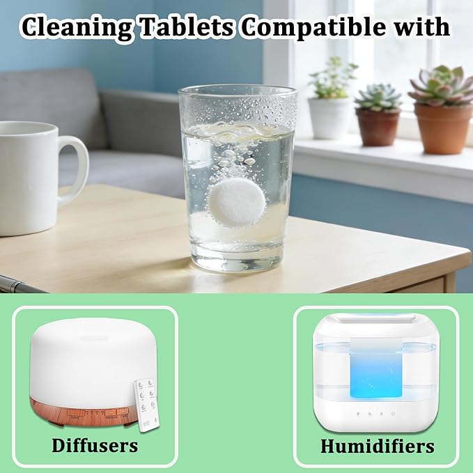 Cleaning Tablets for Humidifiers & Diffusers, Remove Stains and Residue, Prevent Buildup, Humidifier Cleaner Tablets (20-Pack) - Image 2