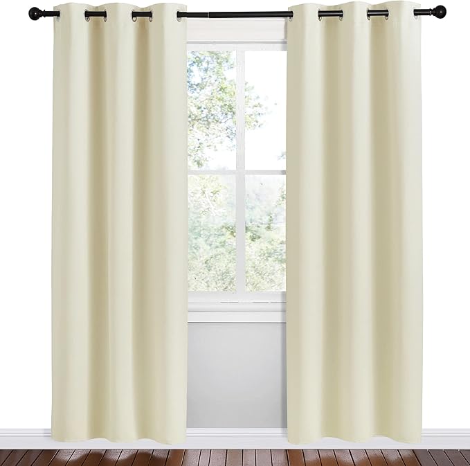 NICETOWN Kitchen Curtains for Decoration, Beige, 2 Panels, W42 x L78 inches, Thermal Insulated Grommet Room Darkening Draperies/Panels for Laundry - Image 2