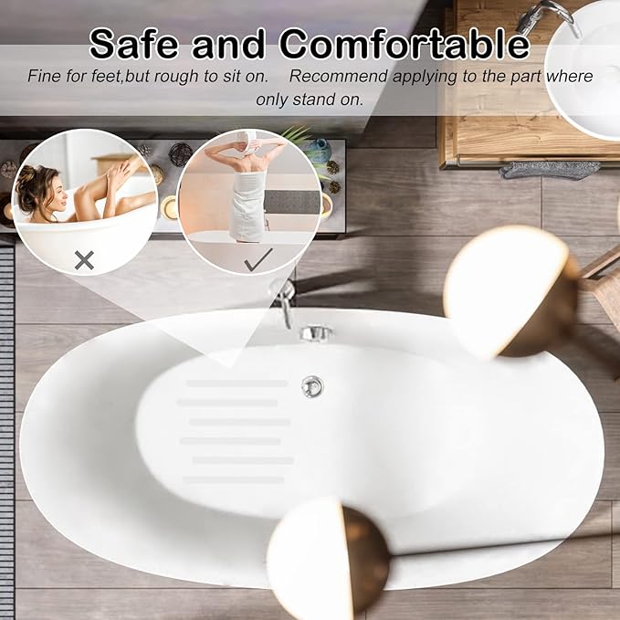 S&X Bathtub Non Slip Stickers,Gritty Textured Slip-Resistant Treads - 3/4 x 11 Inches - 12 of Pack (Clear) - Image 5