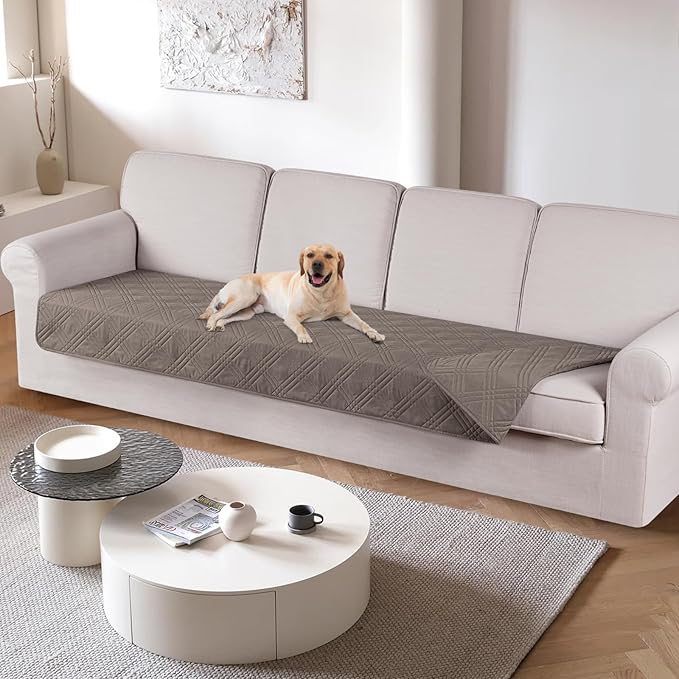 TAOCOCO 100% Waterproof Oversized Sofa Seat Covers Reversible Couch Cover for Dogs Pets Sofa Cover for Chaise Sectional Sofa U Shape Sofa Slipcovers 30×90 Inches(Oversized Sofa, Taupe) by TAOCOCO