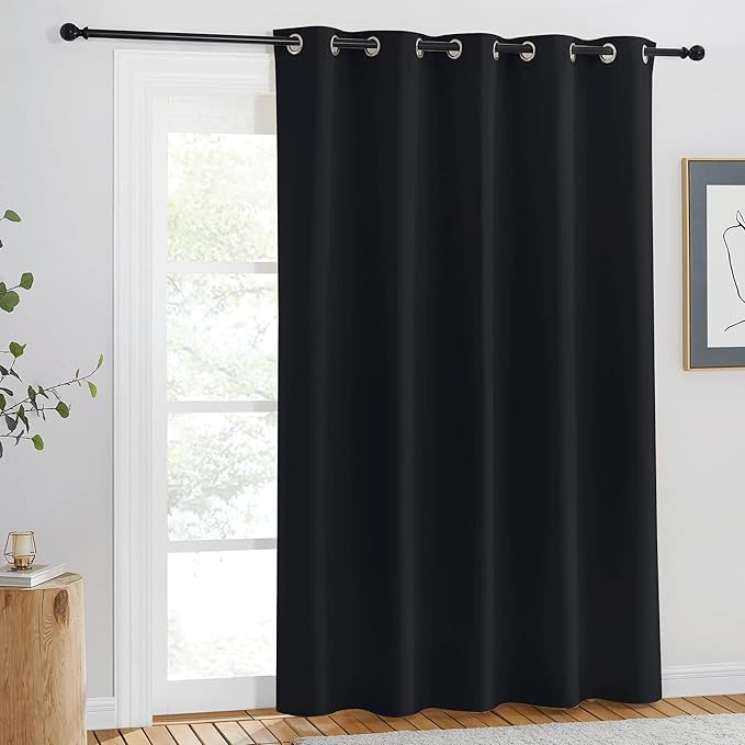NICETOWN Blackout Curtain Drape 84 inches Length - Light Reducing Thermal Insulated Solid Grommet Blackout Window Treatment for Living Room (1 Piece, W66 x L84, Black) by NICETOWN