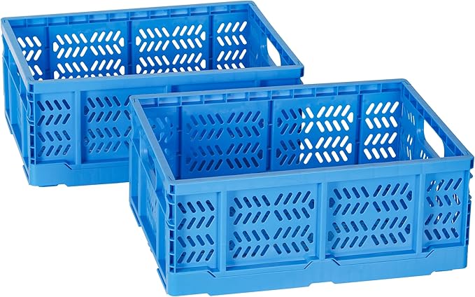 Heavy Duty Plastic Milk Crates for Storage, 4-Pack Stackable Storage Bins for Organizing, Collapsible Storage Basket with Handle for Groceries, Suitable for Home Office School Store, Blue - Image 8