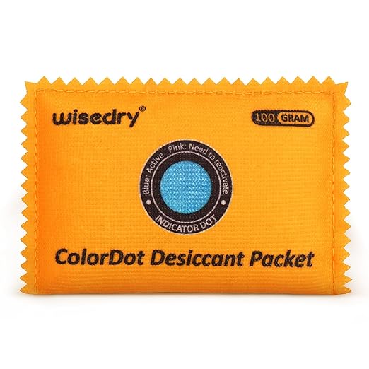 wisedry 100g Rechargeable Color-Indicating Desiccant Packs for Storage, Reusable Silica Gel Desiccant Packets, Moisture Absorbing Packs for Storage Bins, Safes, 3D Filaments, Closet, Electronics by wisedry