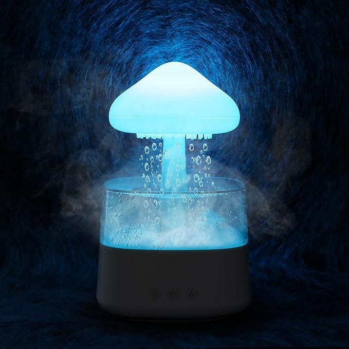 Rain Cloud Humidifier Water Drip with Adjustable LED Lights White Noise Humidification Desk Fountain Bedside Sleeping Relaxing Mood (White) by Riecin
