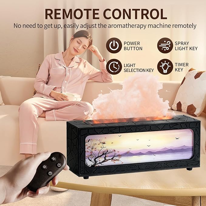 Fireplace Flame Essential Oil Diffuser - 7 Color LED Ultrasonic Aromatherapy Humidifier, 250ml, with Timer, Suitable for Home, Bedroom, Office, Yoga (C08B) - Image 5