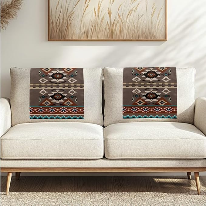Brown Aztec Headrest Cover for Small Recliner Washable Couch Protective Cover Wear Resistant Headrest Sofa Protector Fashion Theater Seat Loveseat Home Decor - Image 7