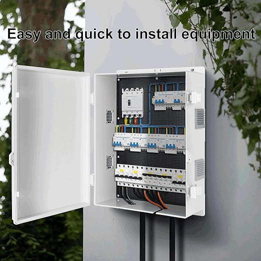 Outdoor Electrical Junction Box, ABS Water Resistant Enclosure with Internal Mounting Panel & Hinged Cover (18.1" H* 12.6" L* 6.3" W) - Image 3