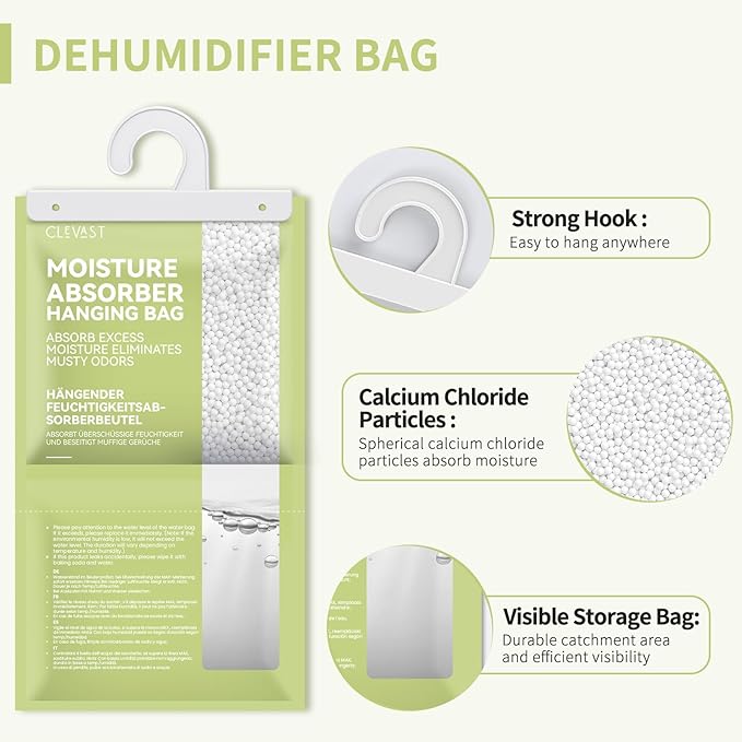 CLEVAST Moisture Absorbers Packets - 15.2 OZ, 6 Pack Large Dehumidifier Bags for Closet, Hanging Humidity Absorber in Wardrobes, Bedrooms, Bathrooms - Jasmine Scented - Image 5